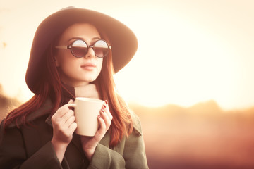 Sticker - Young girl with cup