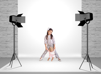 Little girl in photo studio