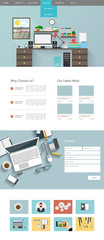 Canvas Print - modern one page flat website template design vector