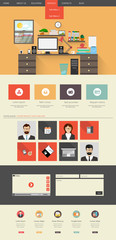 Canvas Print - modern one page flat website template design vector