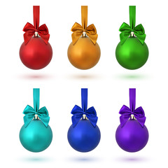 Wall Mural - Set of six colorful Christmas balls.