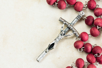 catholic rosary with copy-space