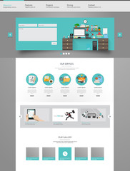 Canvas Print - modern one page flat website template design vector