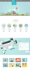 Fototapete - flat website template with flat eco landscape illustration