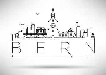 Poster - Linear Bern City Silhouette with Typographic Design