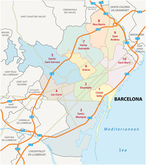 Wall Mural - barcelona road and administrative map