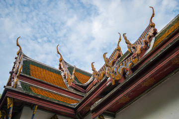 detail at temple in Bangkok, Thailand