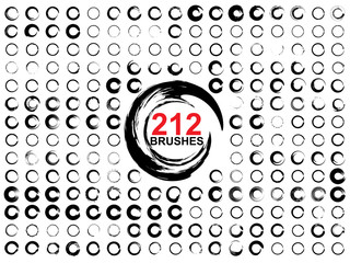 Wall Mural - Very large collection or set of 212 black paint round shapes