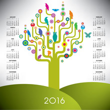A Playful And Colorful Tree Calendar For 2016