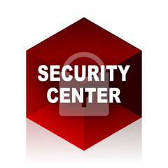 Poster - security center red cube 3d modern design icon on white background