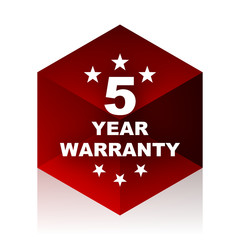 Aufkleber - warranty guarantee 5 year red cube 3d modern design icon on white background