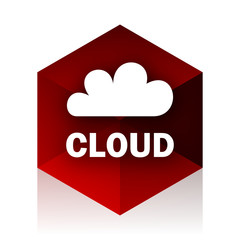 Poster - cloud red cube 3d modern design icon on white background