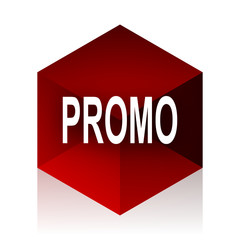 Aufkleber - promo red cube 3d modern design icon on white background
