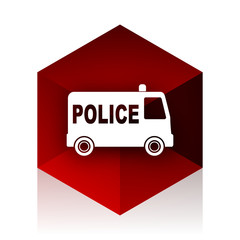 Poster - police red cube 3d modern design icon on white background