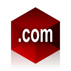 Poster - com red cube 3d modern design icon on white background