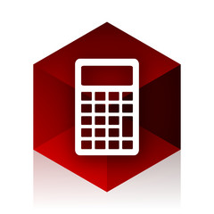Aufkleber - calculator red cube 3d modern design icon on white background