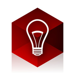 Poster - bulb red cube 3d modern design icon on white background