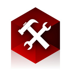 Poster - tool red cube 3d modern design icon on white background