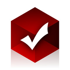 Poster - accept red cube 3d modern design icon on white background