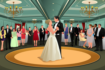 Canvas Print - Bride Groom Dancing Their First Dance