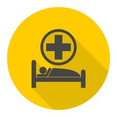 Wall Mural - Hospital bed icon with long shadow