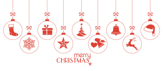 monochrome red christmas baubles, christmas ornaments