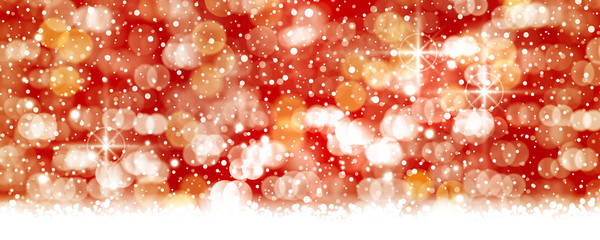 Wall Mural - Red white bokeh, blowwn out lights backdrop, panorama format