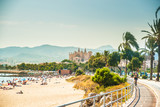 Fototapeta Krajobraz - View of the beach of Palma de Mallorca