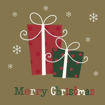 Christmas card with present - illustration. EPS 10 & HI-RES JPG Included 