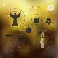 Sticker - Christmas infographic with unfocused background