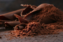 Dark Chocolate Shavings And Sprinkled Cocoa Powder
