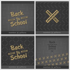 Poster - Decorative pattern pack, seamless background back to school one more time education vectors (dark) 