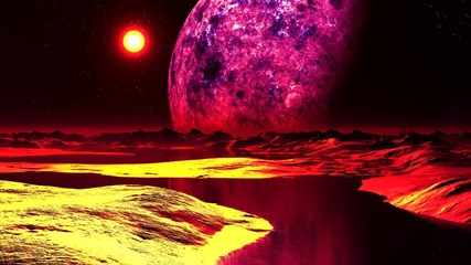 sunset on the alien planet.