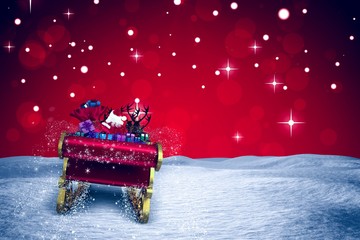 Poster - Composite image of santa flying his sleigh