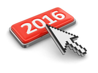 Fototapete - Cursor and button 2016. Image with clipping path