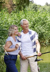 Canvas Print - Senior couple relaxing outdoor