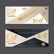Gift voucher template with gold pattern, Gift certificate. Backg