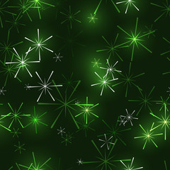 Wall Mural - green dark seamless background with shining stars