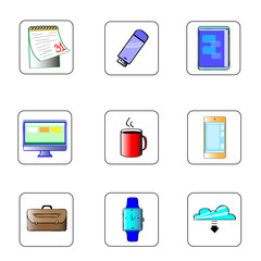 Poster - Business Icons Set Thin Line Simple Colorful Collection