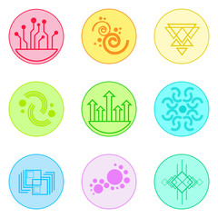 Poster - Abstract Logo Icons Set Thin Line Simple Colorful Collection 