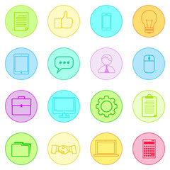 Poster - business icons set thin line simple colorful collection