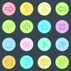 Poster - Navigation Arrow Contol Thin Line Simple Icons Set Colorful 