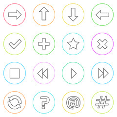 Poster - Navigation Arrow Contol Thin Line Simple Icons Set Colorful 