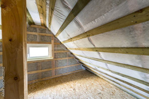 Attic With Vapor Barrier And Window Buy This Stock Photo