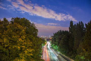 Poster - Skyline of central London after sunset from Holloway Bridge, UK