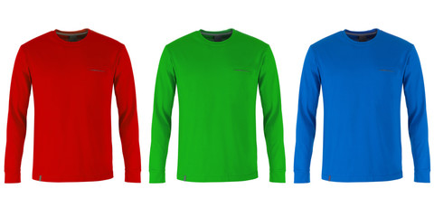 Wall Mural - red, green and blue long sleeve t-shirts 