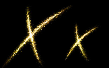 Wall Mural - x letter of gold glittering stars dust flourish tail