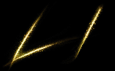 Wall Mural - l letter of gold glittering stars dust flourish tail
