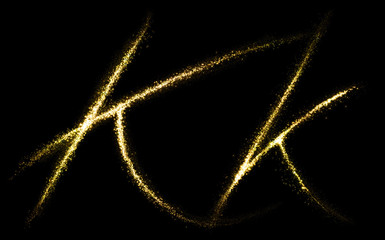 Wall Mural - k letter of gold glittering stars dust flourish tail