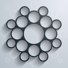 Poster - Abstract infographics symmetrical black circles mandala shape with shadow on white background